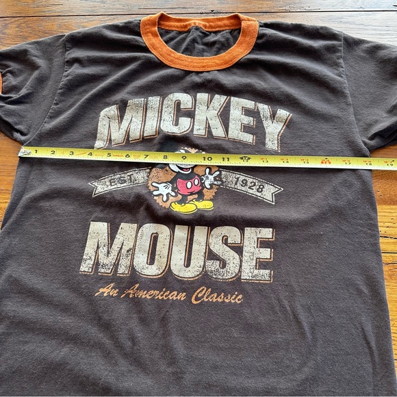 Disney Mickey Mouse Ringer T-Shirt Size Medium Brown/Orange - Picture 2 of 6